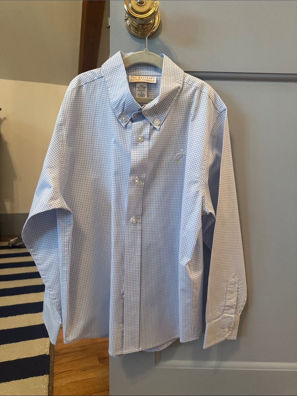 The Beaufort Bonnet Company Light Blue Micro-Check Button-Down Shirt